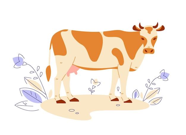 Vector cow. vector illustration in flat cartoon style.