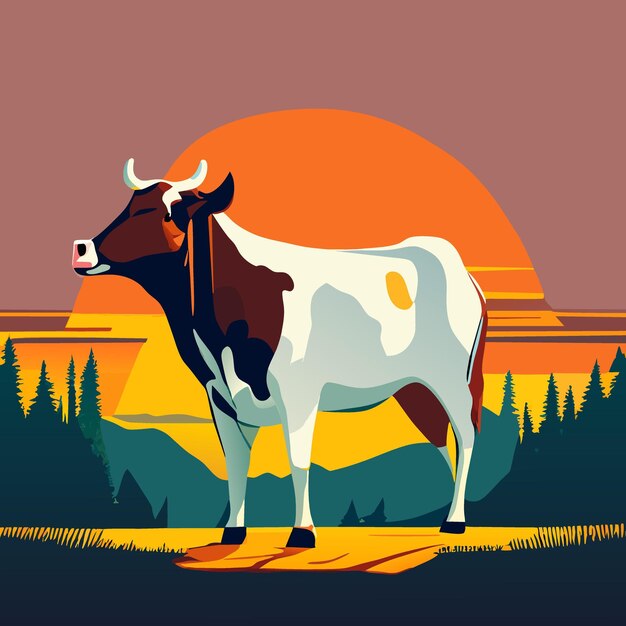 Cow vector illustration flat