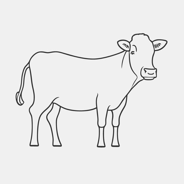 cow vector illustration line art