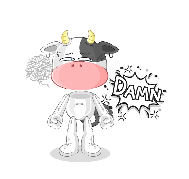 Cow very pissed off illustration character vector