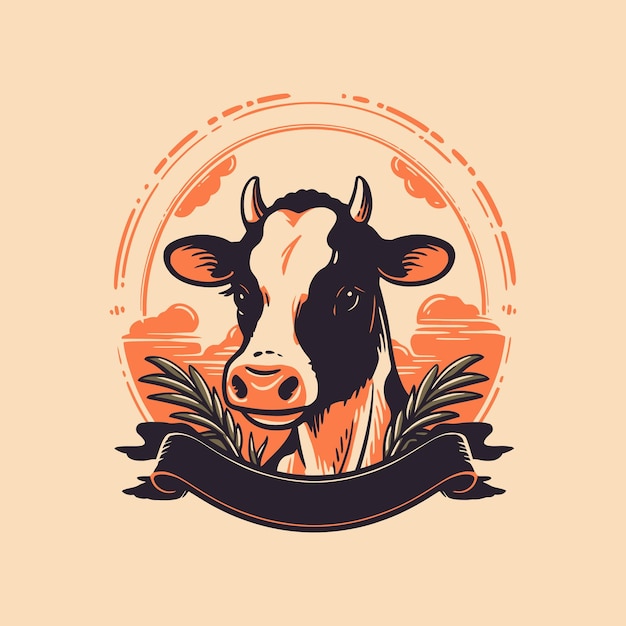 Cow Vintage For Mascot Logo