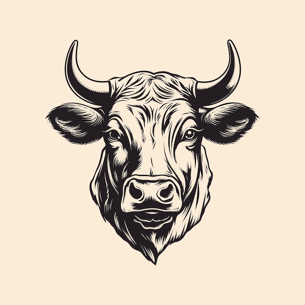 Vector cow vintage for mascot logo