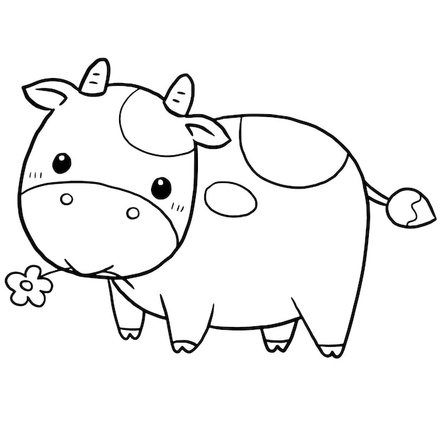 Vector cow with a flower in its mouth