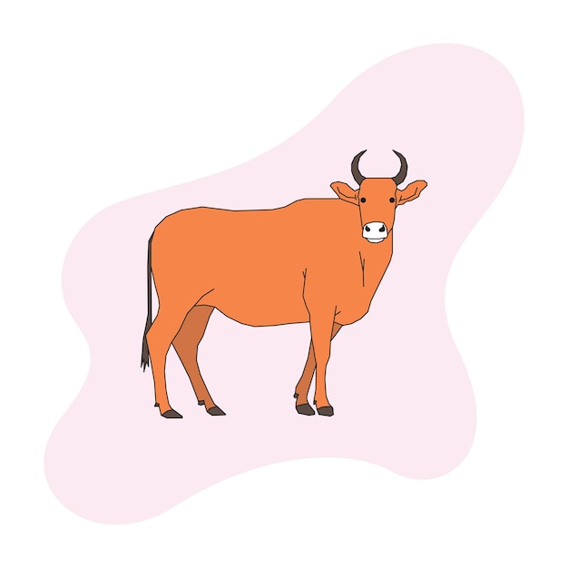 a cow with horns and brown