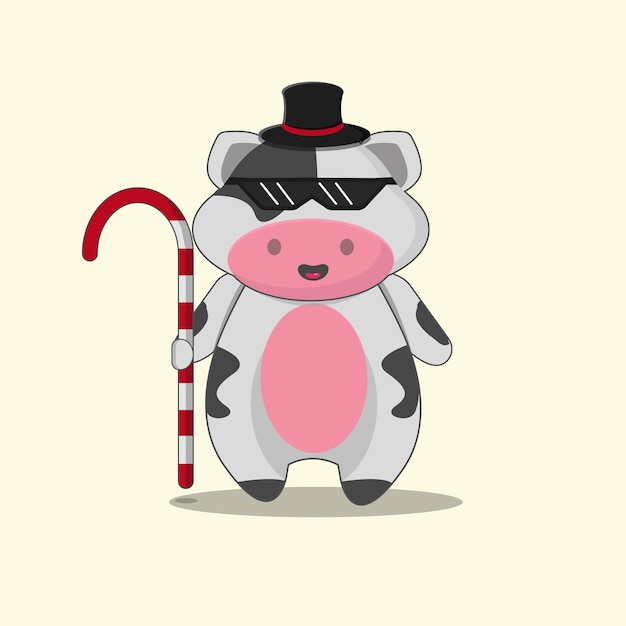 Cow with magician style mascot icon