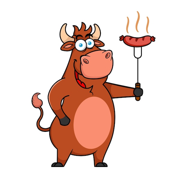 Mucca con il logo della mascotte della salsiccia