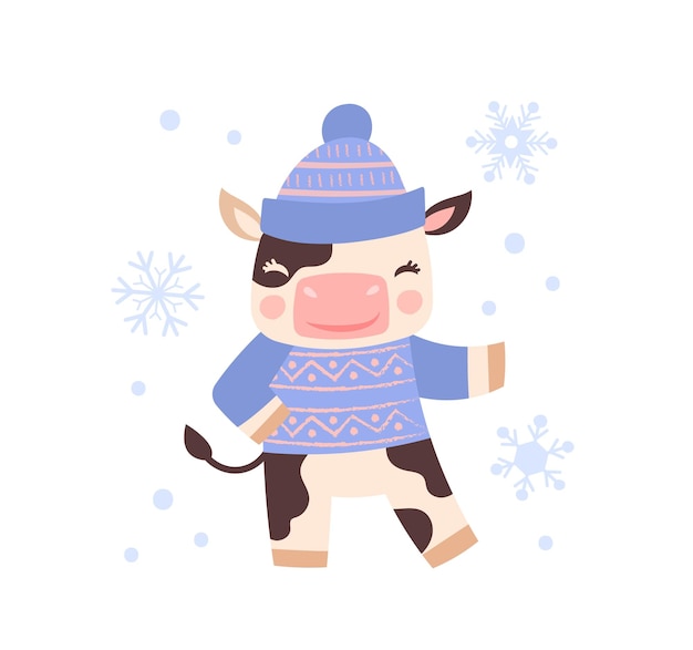 Cow with snow