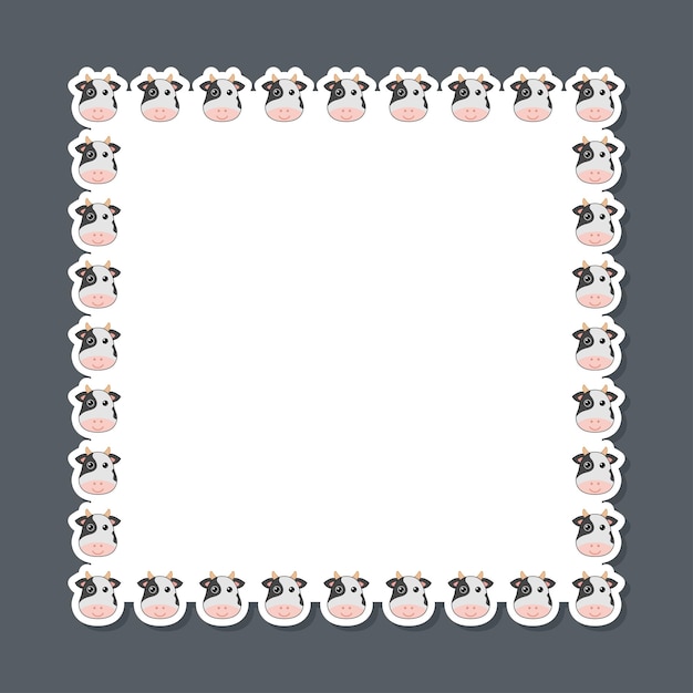 Vector cow with square frame for banner poster and greeting card