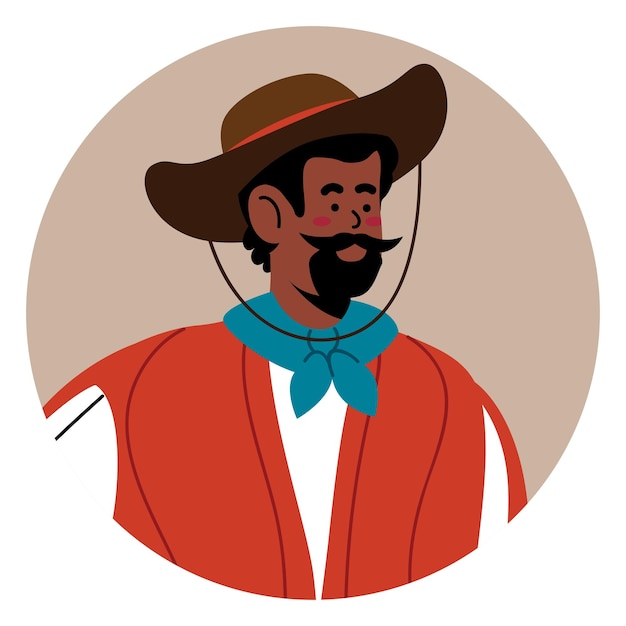 Vettore un'icona avatar cowboy, illustrazione di un uomo