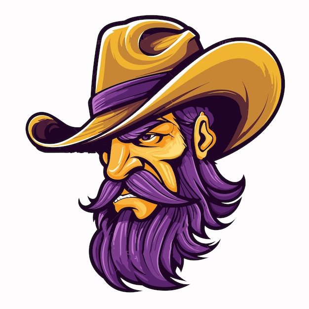 cowboy avatar or label rodeo symbol Cartoon vector illustration