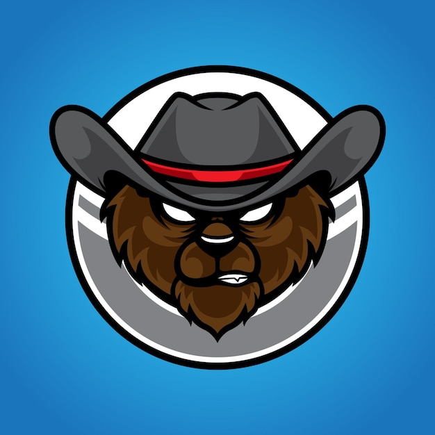 Logo sport testa di orso cowboy