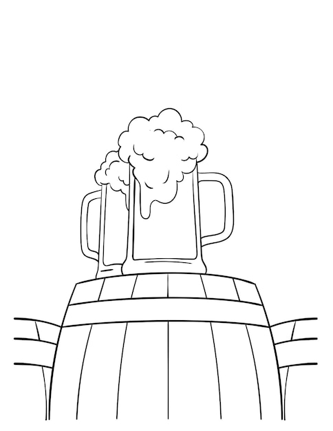 Cowboy Beer Barrel Isolated Coloring Page