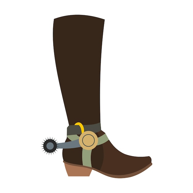 Vector cowboy boot icon in flat style isolated on white background