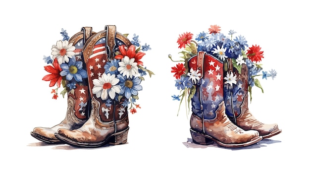 Cowboy boots clipart isolated vector illustration