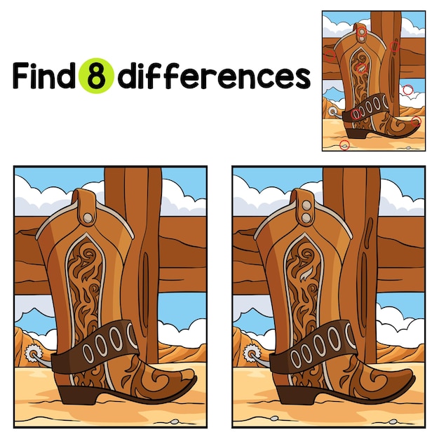 Vector cowboy boots find the differences