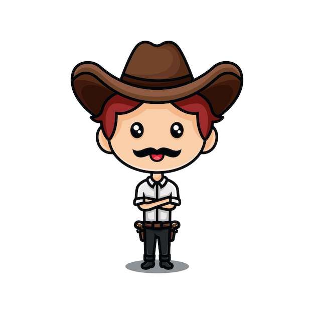 Modello di progettazione logo personaggio cowboy