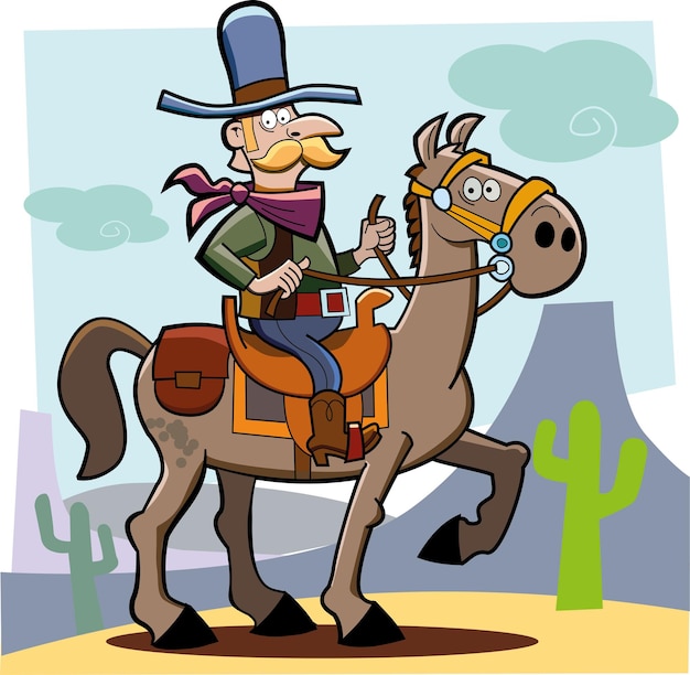 Cowboy con su caballo paseando door el desierto