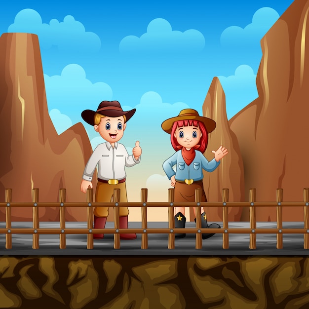 Un cowboy e una cowgirl nel deserto