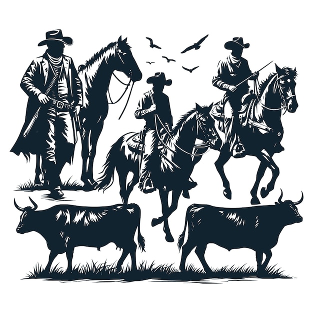 Vettore cowboy e cowgirl vector bundle di vettori file