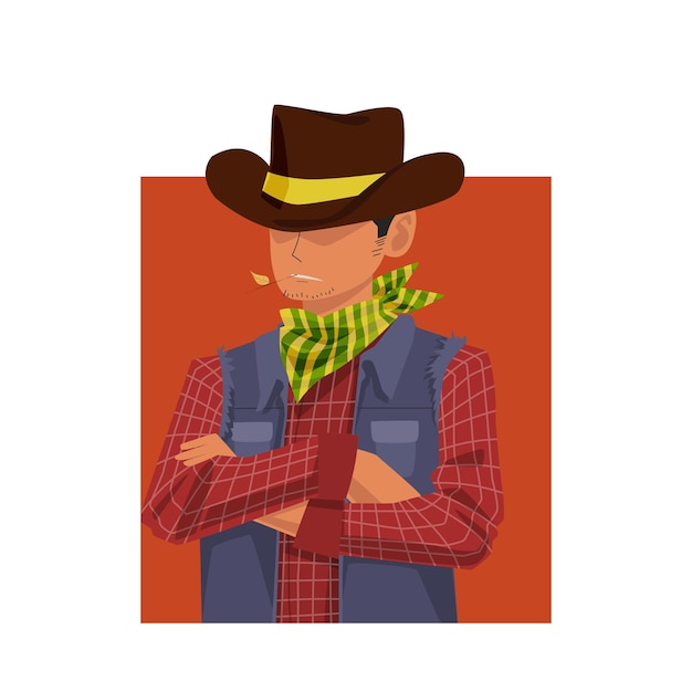 Cowboy crossing his arms illustration