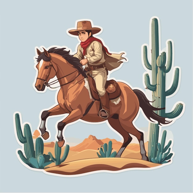 Vector cowboy die op paard rijdt cartoon vector