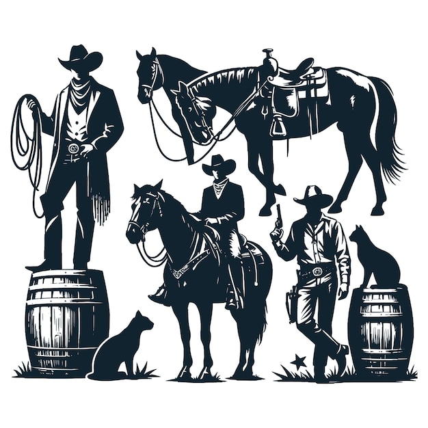 cowboy en cowgirl vector vector bundel bestand