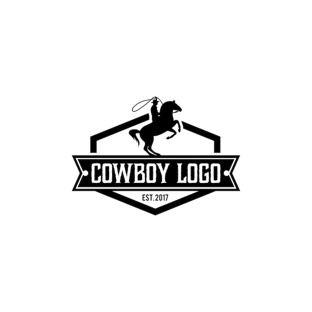 Cowboy en paard logo ontwerp