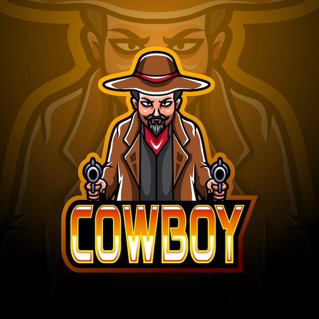 Disegno della mascotte del logo esport da cowboy