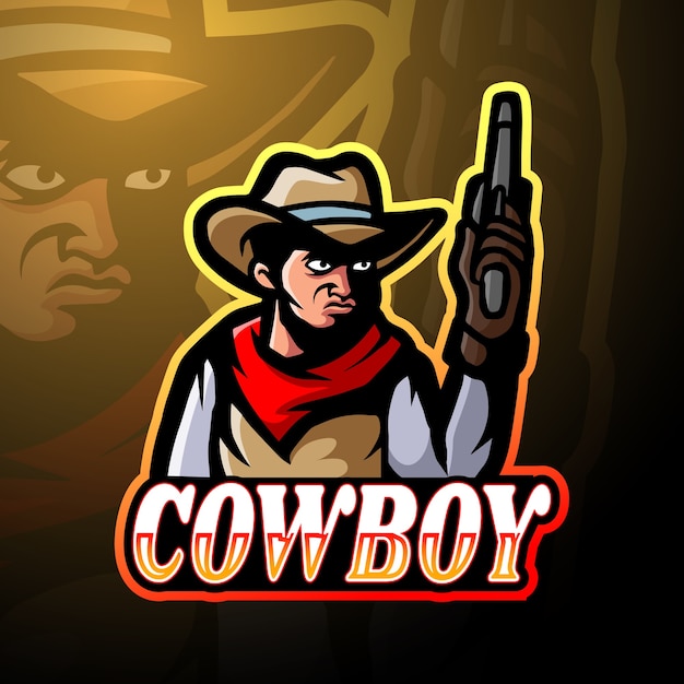 Cowboy esport logo mascotte ontwerp