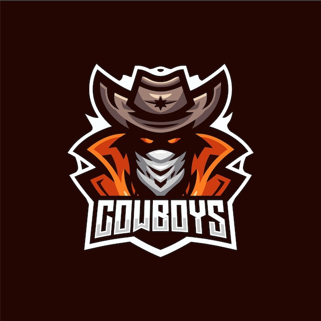 Vettore modello di logo esport cowboy