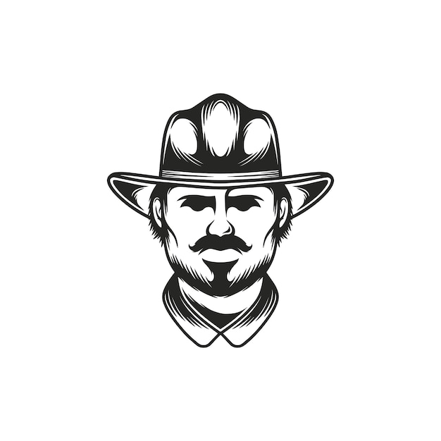 Шаблон логотипа Face Cowboy