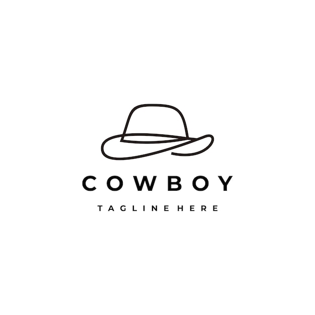 Cowboy Fedora hat line art style logo design