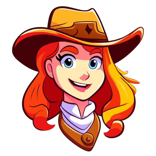 Vector cowboy hat cowgirl western wear hand drawn flat stylish cartoon sticker icon concept isolated