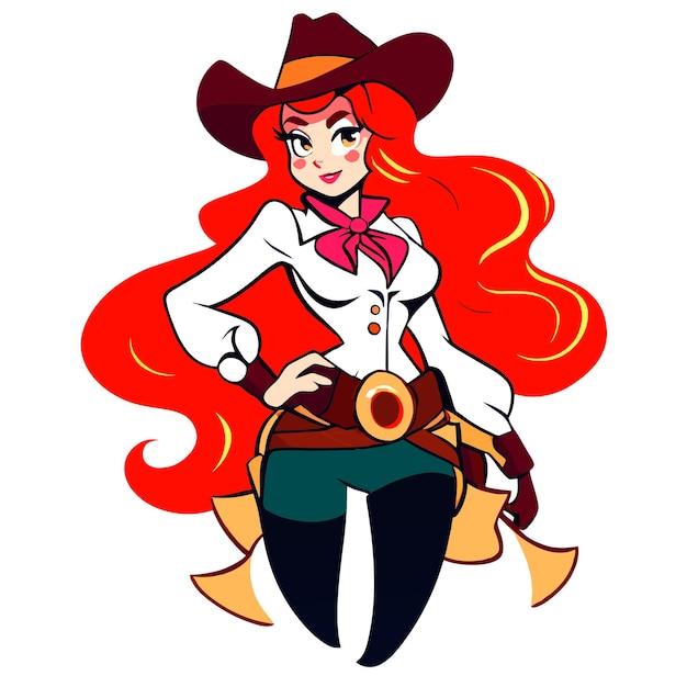 Vector cowboy hat cowgirl western wear hand drawn flat stylish cartoon sticker icon concept isolated