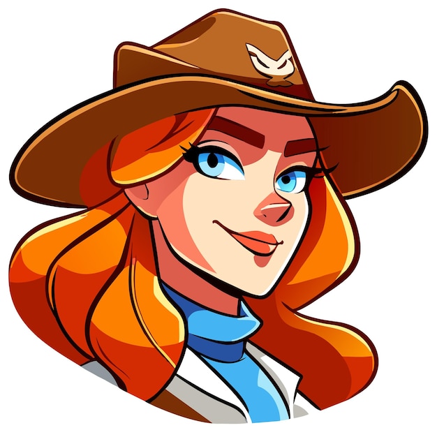 Cowboy hat cowgirl western wear hand drawn flat stylish cartoon sticker icon concept isolated