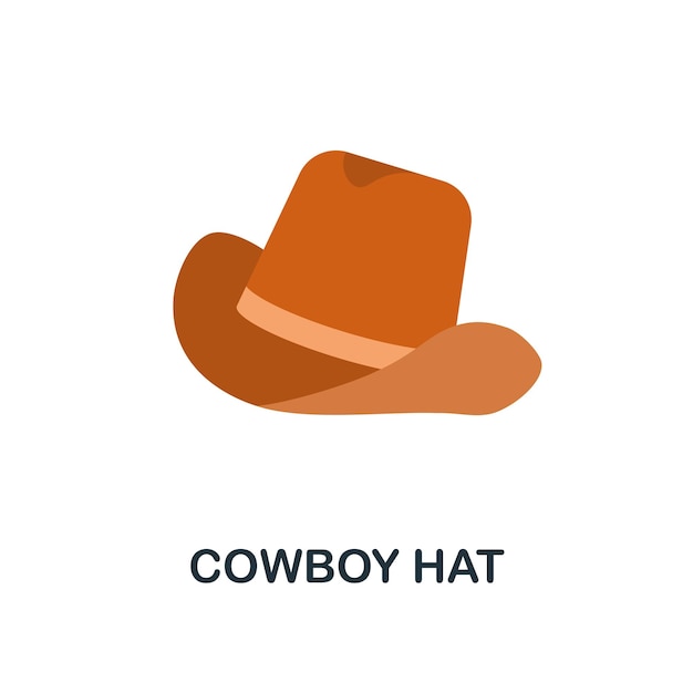 Плоская иконка ковбойской шляпы Цветной простой элемент из коллекции одежды Креативная иконка ковбойской шляпы для шаблонов веб-дизайна, инфографика и многое другое
