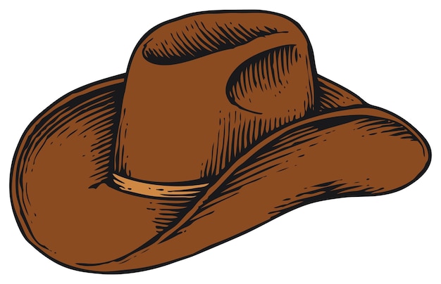 Cappello da cowboy in stile disegnato a mano