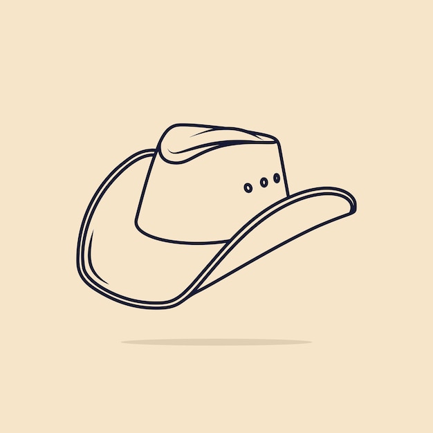 Vettore un cappello da cowboy è disegnato in una linea disegno di illustrazione vettoriale del cappello da cowboy