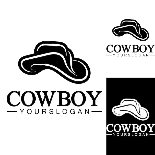 Modello di disegno vettoriale dell'icona del logo del cappello da cowboy