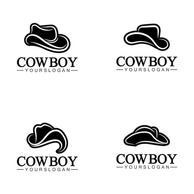 Modello di disegno vettoriale dell'icona del logo del cappello da cowboy