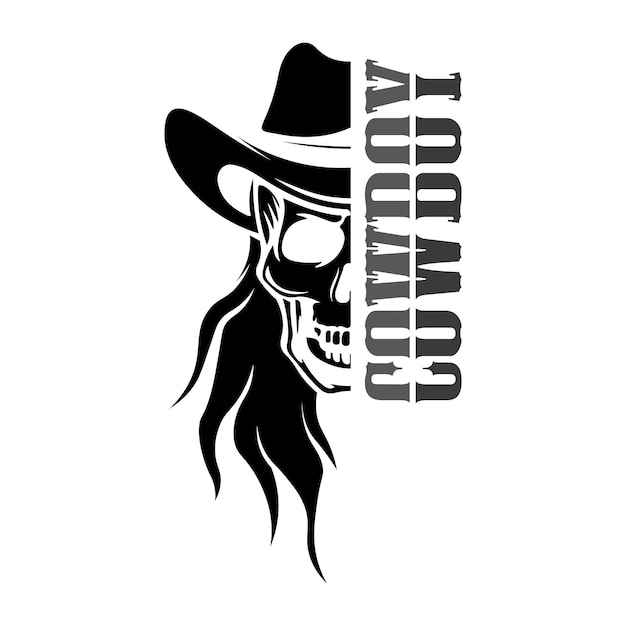 Modello di disegno vettoriale dell'icona del logo del cappello da cowboy