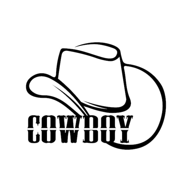 Modello di disegno vettoriale dell'icona del logo del cappello da cowboy