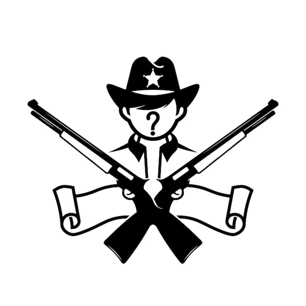 Modello di disegno vettoriale dell'icona del logo del cappello da cowboy