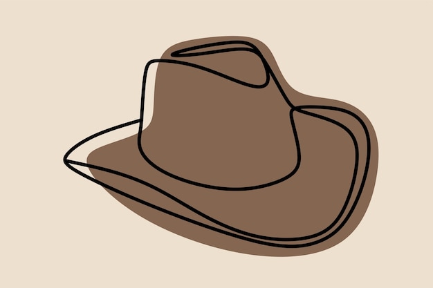 Vector cowboy hat oneline continuous line art