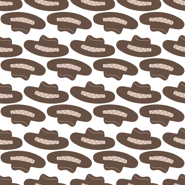 Cowboy hat seamless pattern headdress on a light background wild west theme