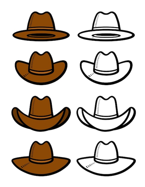 Cowboy hat set collection icon cowboy hat vector