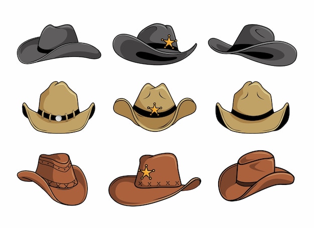 Vector cowboy hat set collections