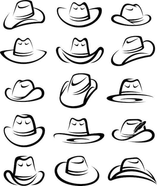 Cowboy hat set vector