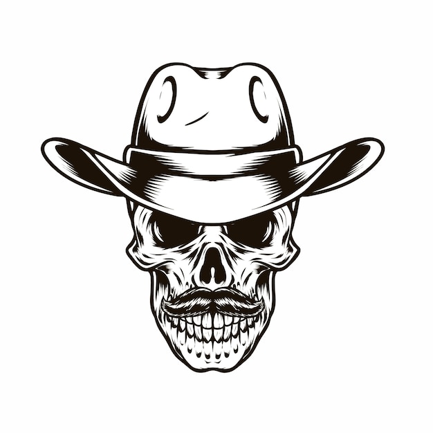 Premium Vector | Cowboy hat and skull illustration