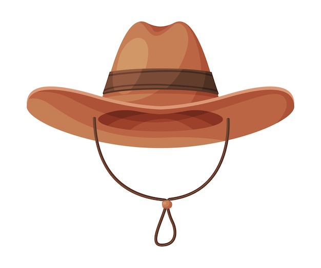 Cowboy Hat Vintage Male Headdress Retro Fashion Flat Vector Illustration